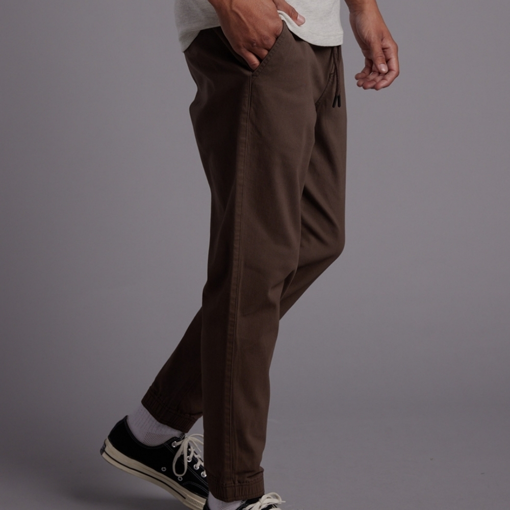 RSQ Jeans Men’s Brown Joggers XXL 34 Stretch Waist Tapered Cuffed